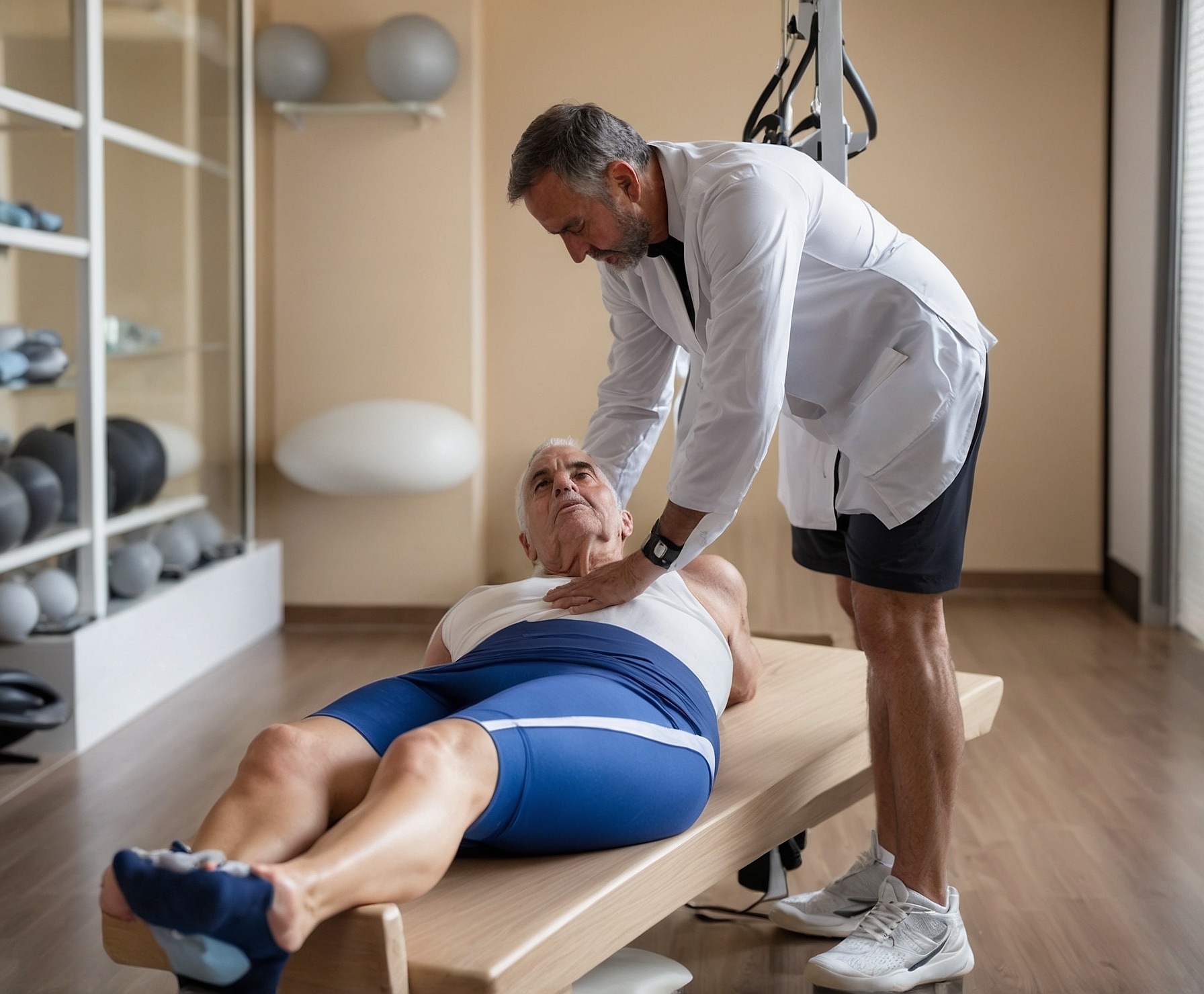 Deportista recuperándose de esguince de tobillo